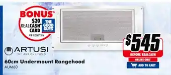 The Good Guys Artusi - 60cm Undermount Rangehood - AUM60 offer