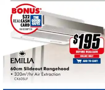 The Good Guys Emilia - 60cm Slideout Rangehood - CK60SLF offer