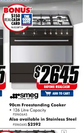 The Good Guys Smeg - 90cm Freestanding Cooker - FS9606AS offer
