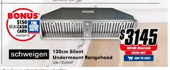 The Good Guys Schweigen - 120cm Silent Undermount Rangehood - UM-12UMSP offer
