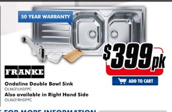 The Good Guys FRANKE - Ondaline Double Bowl Sink offer