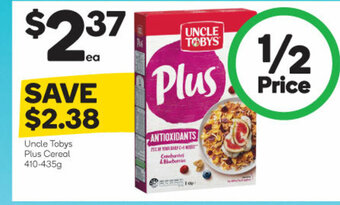 Woolworths Uncle Tobys Plus Cereal 410-435g offer