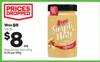 Woolworths Bega Simply Nuts 650g offer