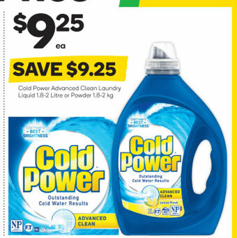 Woolworths Cold Power Advanced Clean Laundry Liquid 1.8-2 Litre or Powder 1.8-2kg offer