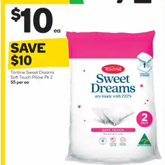 Woolworths Tontine Sweet Dreams Soft Touch Pillow Pk 2 offer