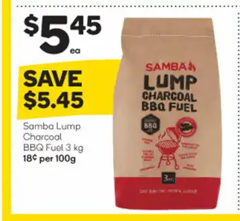 Samba Lump Charcoal BBQ Fuel 3 kg