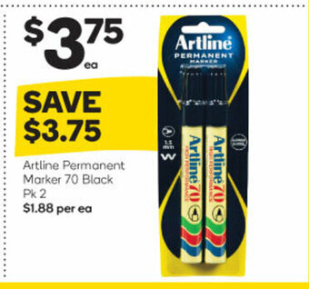 Woolworths Artline Permanent Marker 70 Black Pk 2 offer