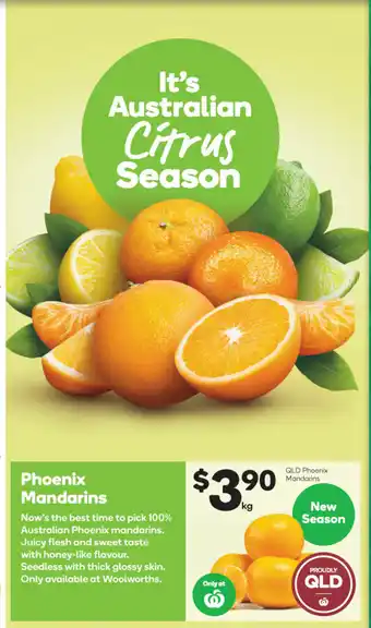 Woolworths QLD Phoenix Mandarins per kg offer