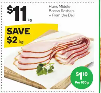 Woolworths Hans Middle Bacon Rashers offer