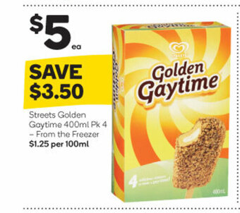 Woolworths Streets Golden Gaytime 400ml Pk 4 offer