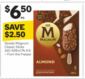 Woolworths Streets Magnum Classic Sticks 360-428ml Pk 4/6 offer