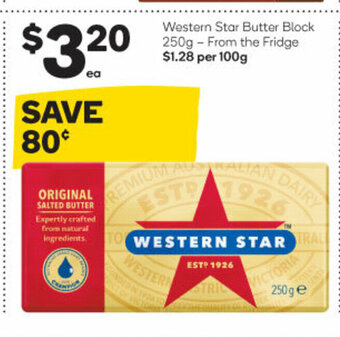 Woolworths Western Star Butter Block 250g offer