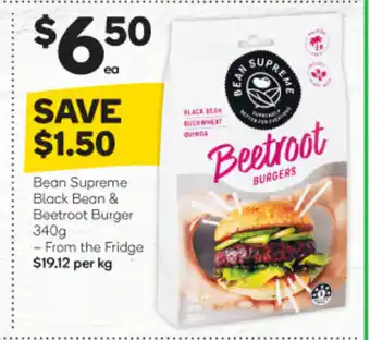 Woolworths Bean Supreme Black Bean & Beetroot Burger 340g offer