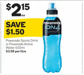 Woolworths Powerade Sports Drink or Powerade Active Water 600ml offer