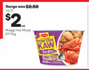 Woolworths Maggi Hot Mealz 87-92g offer