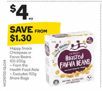 Woolworths Happy Snack Chickpeas or Favva Beans 100-200g offer