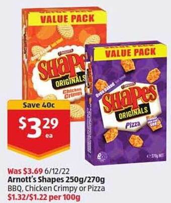 ALDI Arnott's shapes offer