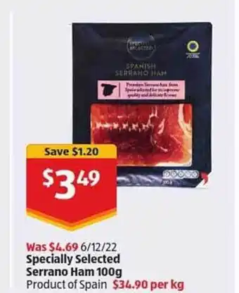 ALDI Specially selected serrano ham offer