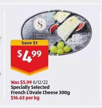 ALDI Specially selected french l'ovale cheese offer