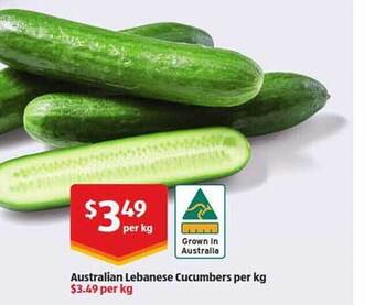 ALDI Australian lebanese cucumbers per kg offer