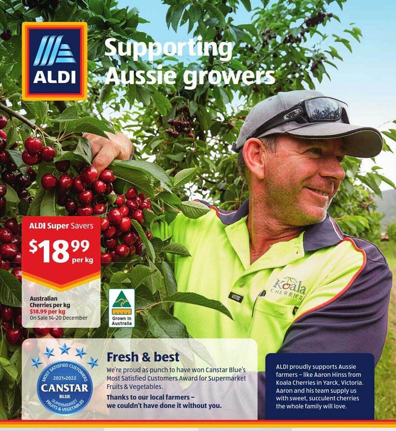Australian cherries per kg offer at ALDI