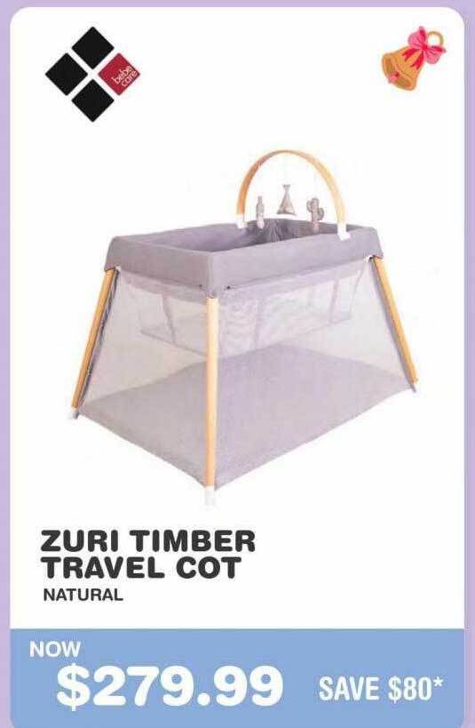 Zuri timber travel cot offer at Baby Kingdom