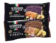 Foodworks La Famiglia Stone Baked Garlic Ciabatta or Sourdough 330/480g offer