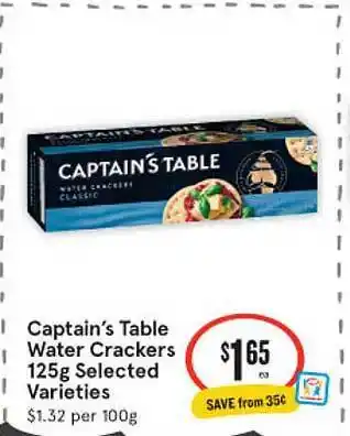 IGA Captain's table water crackers 125 g offer