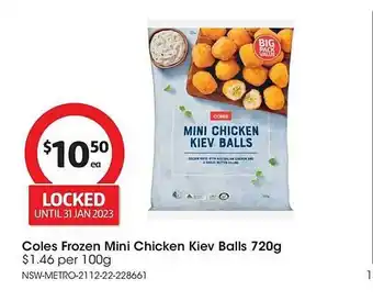 Coles Coles frozen mini chicken kiev balls 720 g offer