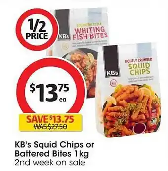 Kb's squid chips or battered bites 1 kg