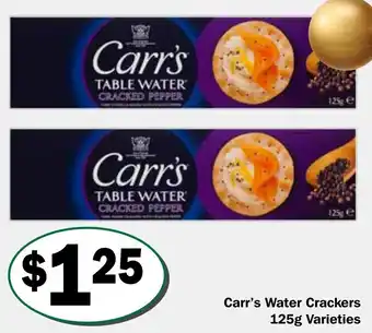 Friendly Grocer Carr's Water Crackers 125g Varieties offer