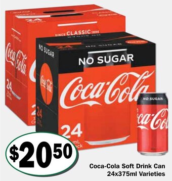Coca-Cola Soft Drink Can 24x375ml Varieties