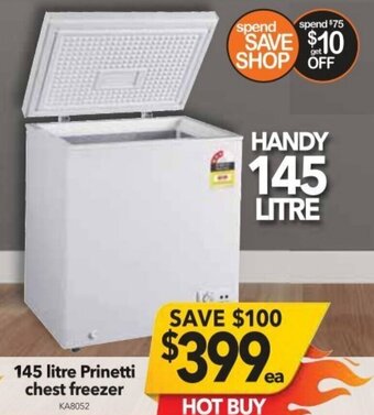 Cheap as Chips 145 Litre Prinetti Chest Freezer offer