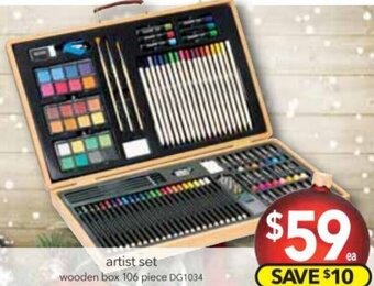 Cheap as Chips Artist Set Wooden Box 106 piece offer