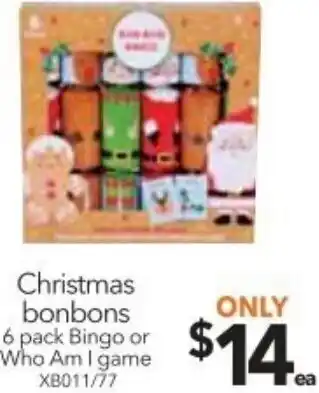 Cheap as Chips Christmas Bonbons 6 Pack Bingo or Who Am I Game offer