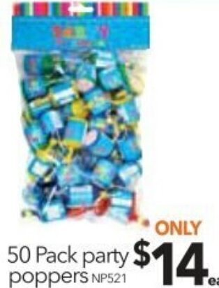 Cheap as Chips 50 Pack Party Poppers offer