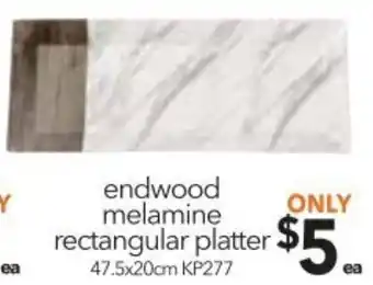 Endwood Melamine Rectangular Platter 47.5x20 cm