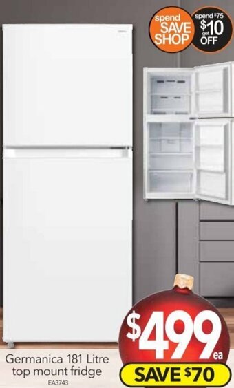 Germanica 181 Litre Top Mount Fridge