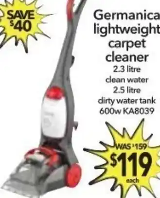Cheap as Chips Germanica Lightweight Carpet Cleaner 2.3Litre offer