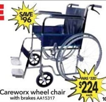 Cheap as Chips Careworx Wheel Chair with brakes offer