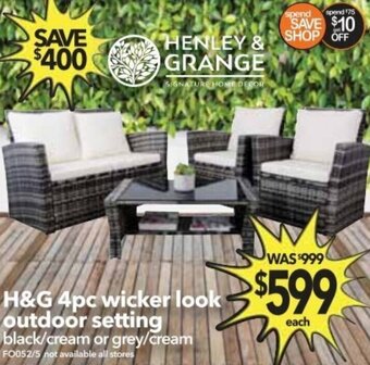 Cheap as Chips H&G 4pc wicker Look Outdoor Setting offer
