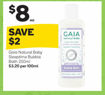 Woolworths Gaia Natural Baby Sleeptime Bubble Bath 250mL offer