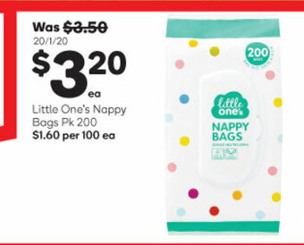 Woolworths Little One's Nappy Bags Pk 200 offer
