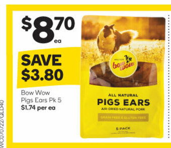 Woolworths Bow Wow Pigs Ears Pk 5 offer