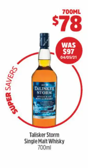 Woolworths Talisker Storm Single Malt Wisky 700ml offer