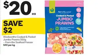 Woolworths cooked & peeled jumbo prawns