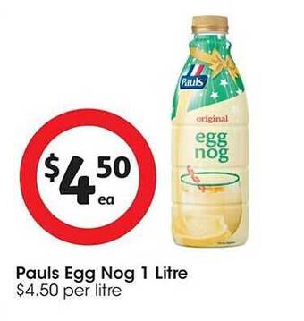 Coles Pauls egg nog 1 litre offer