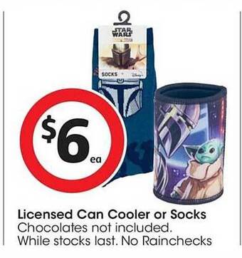 Coles Licensed can cooler or socks offer