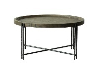 LivingStyles Scarlet Reclaimed Elm Tray Topped Iron Round Coffee Table, 93cm offer