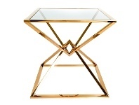 LivingStyles Xanadu Glass Topped Stainless Steel Side Table offer